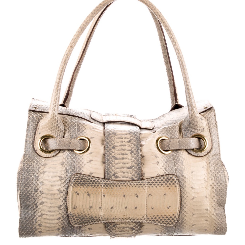 Stunning Jimmy Choo Top Handle Bag Python Print N… - image 3